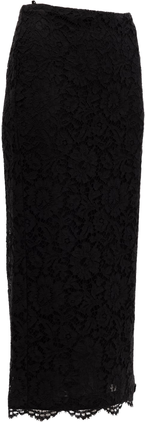 Valentino Garavani Women Black Lace Skirt