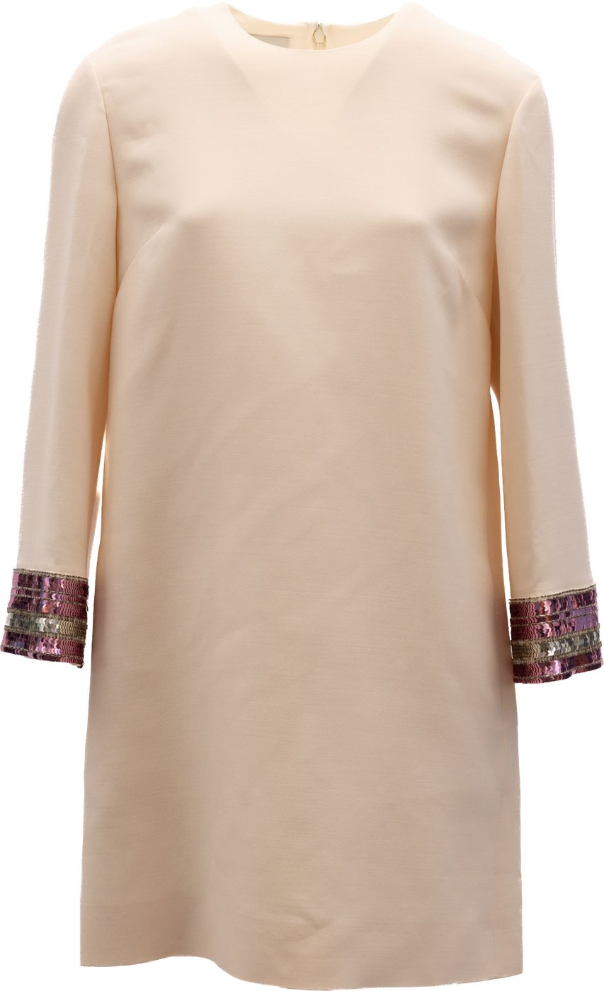 Valentino Garavani Women Cream Dress With Multi-Colored Sequin Cuffs