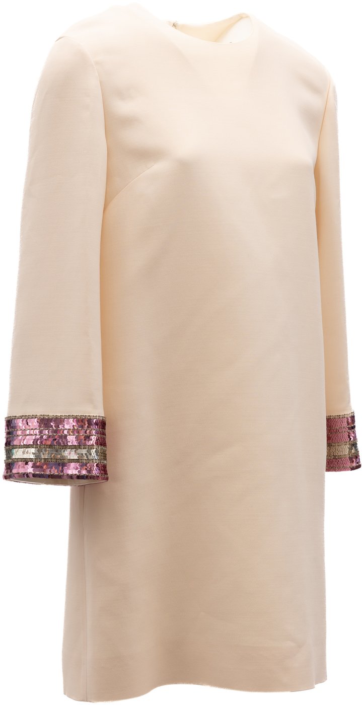 Valentino Garavani Women Cream Dress With Multi-Colored Sequin Cuffs