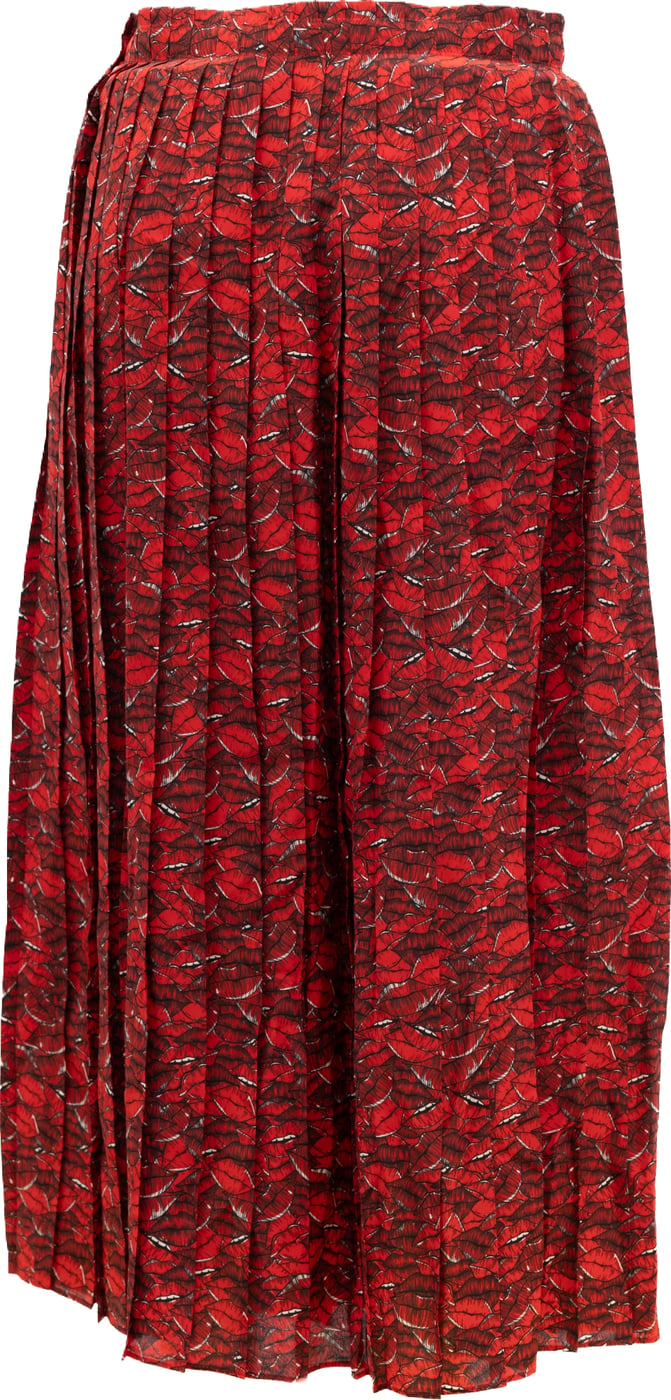 Valentino Garavani Women Midi Red Skirt with black and white details