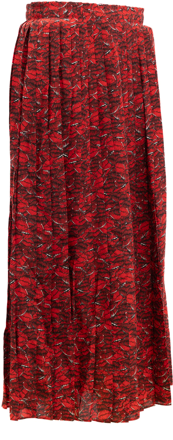 Valentino Garavani Women Midi Red Skirt with black and white details