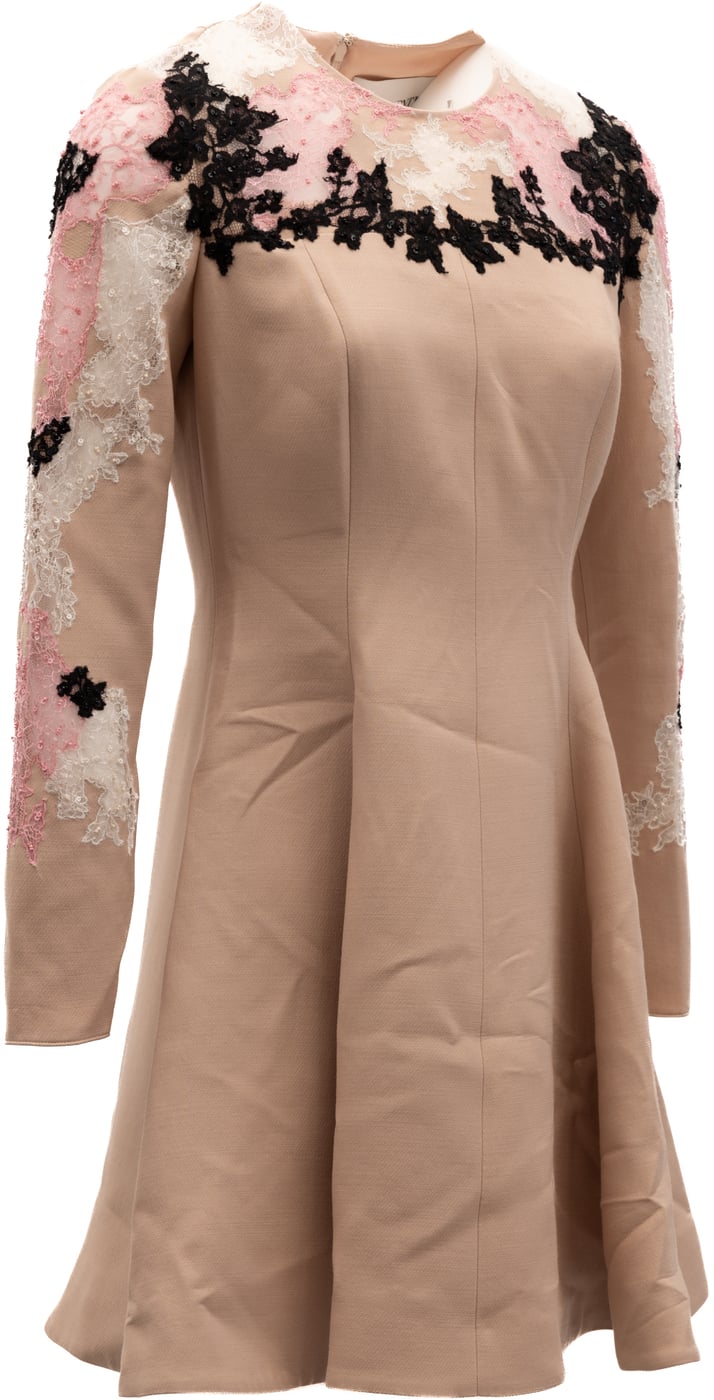 Valentino Garavani Beige Lace Cocktail Dress
