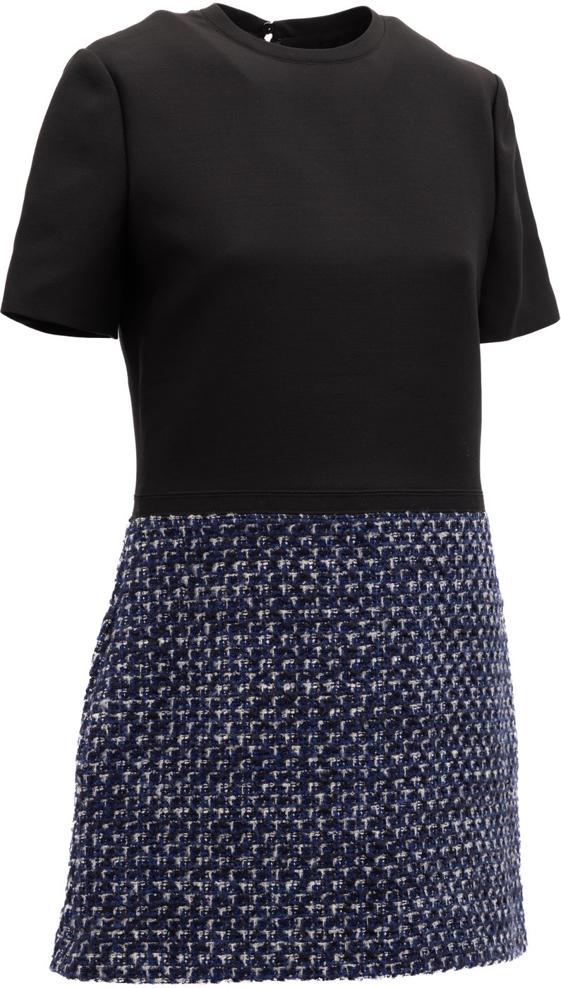 Valentino Garavani Black and Blue Tweed Mini Dress