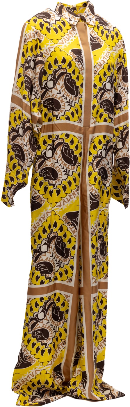 Valentino Garavani Yellow Paisley Print Wide-Leg Jumpsuit