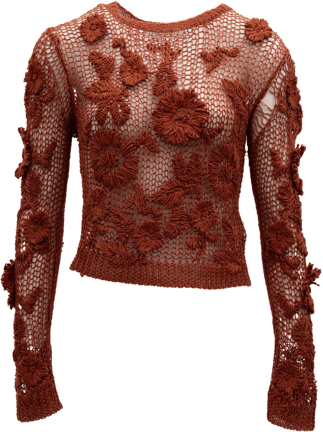 Valentino Garavani Rust Crochet Floral Top