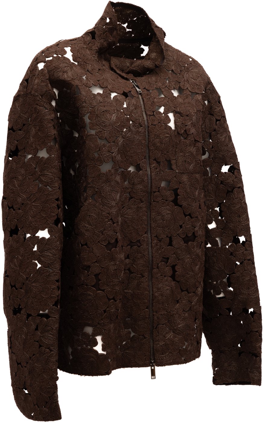 Valentino Garavani Brown Floral Lace Jacket