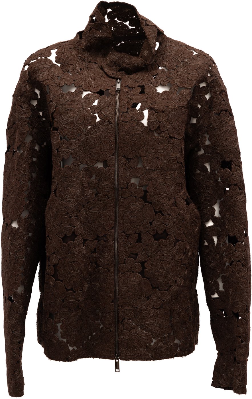 Valentino Garavani Brown Floral Lace Jacket