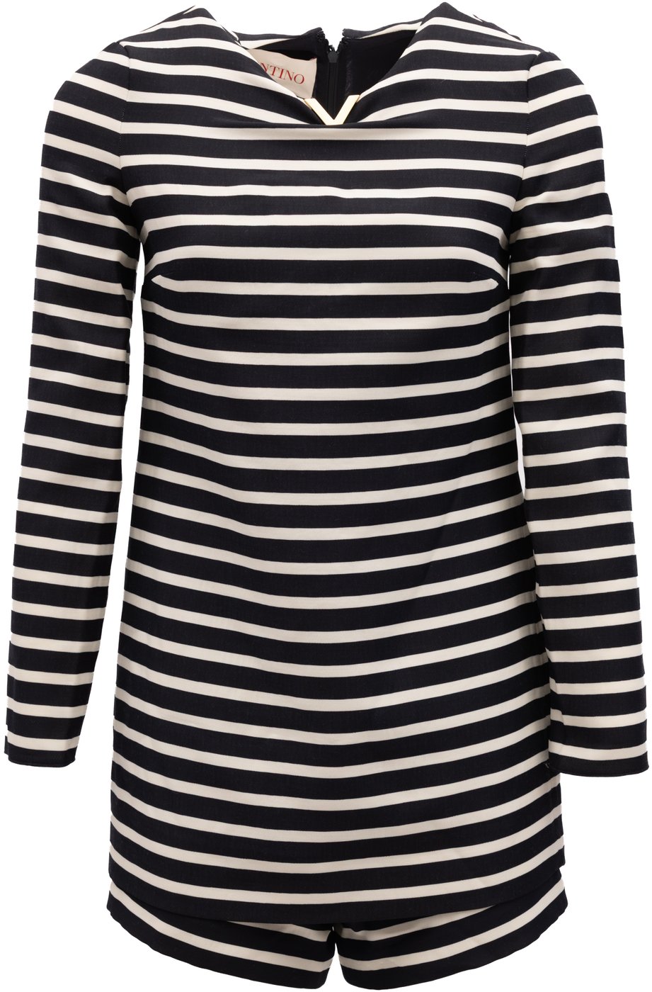 Valentino Garavani Black and White Striped Romper