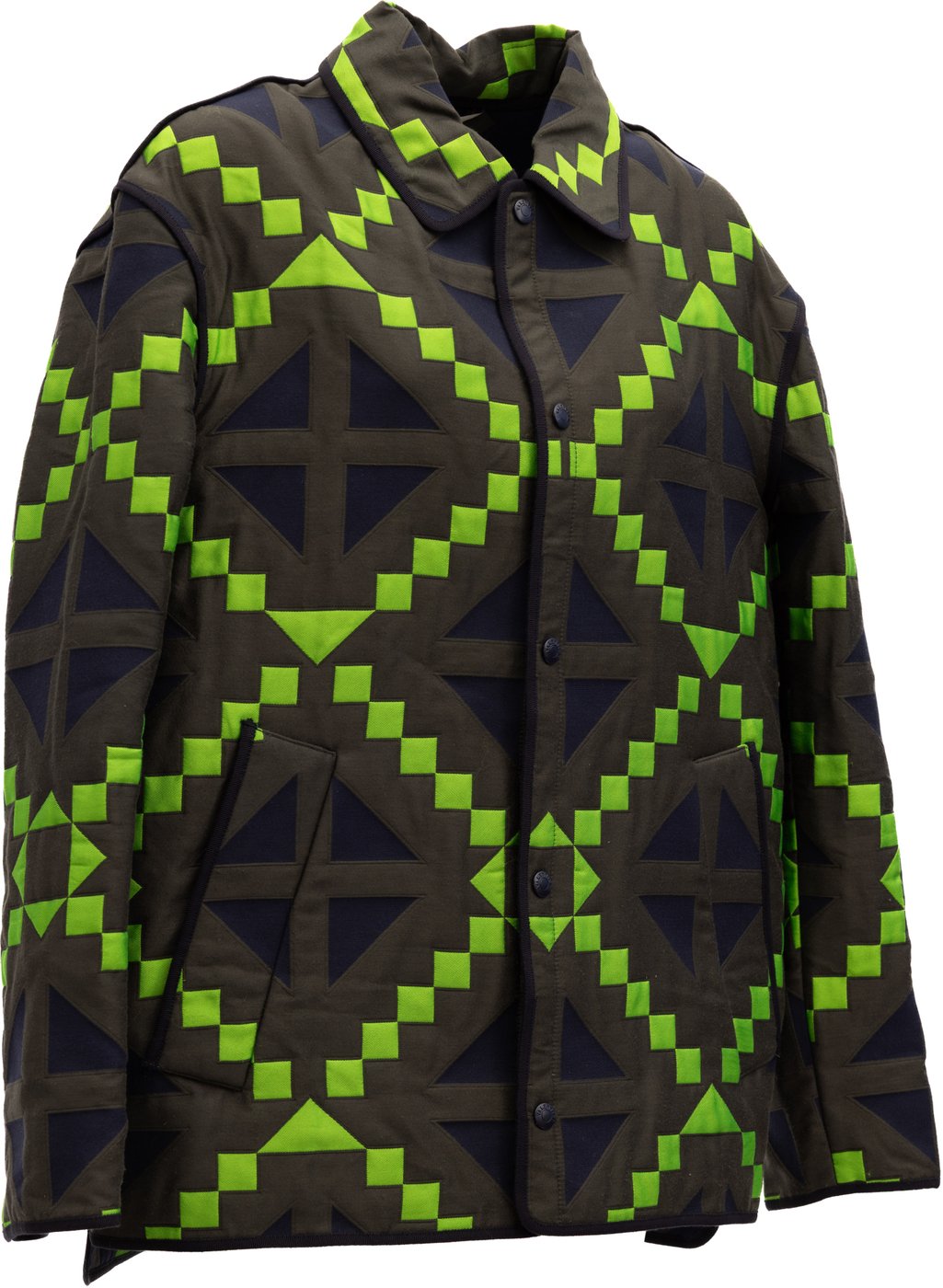 Valentino Garavani Green Geometric Button-Up Jacket