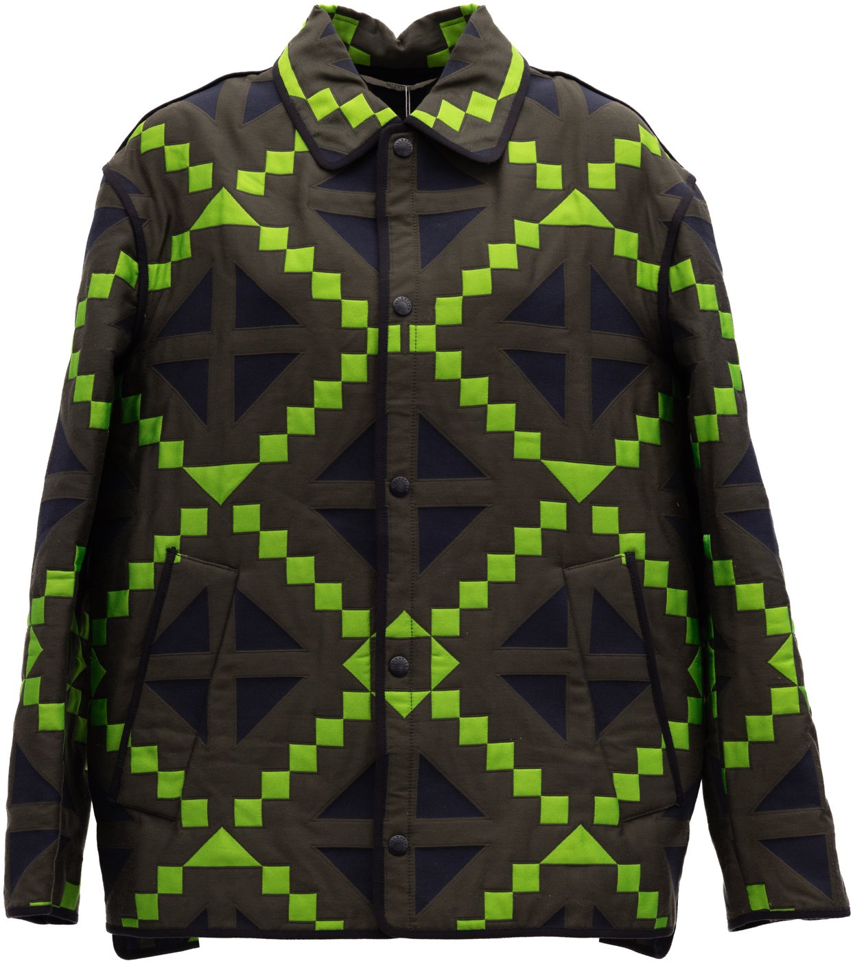 Valentino Garavani Green Geometric Button-Up Jacket