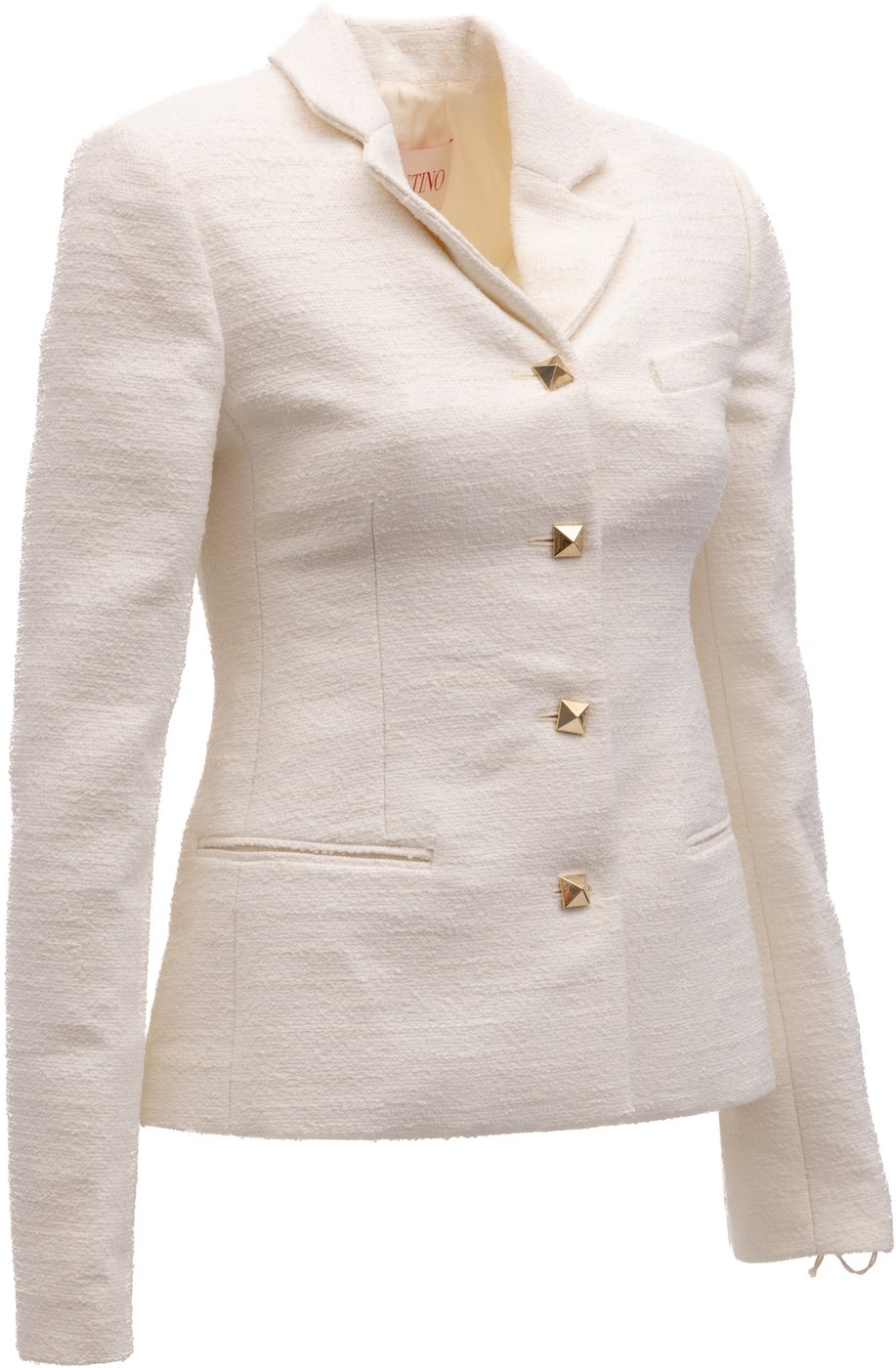 Valentino Garavani Off-White Tailored Blazer with Gold Stud Buttons