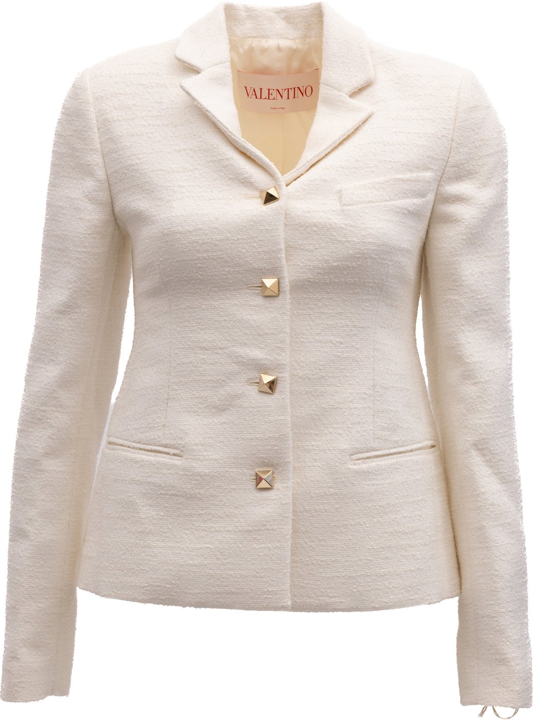Valentino Garavani Off-White Tailored Blazer with Gold Stud Buttons