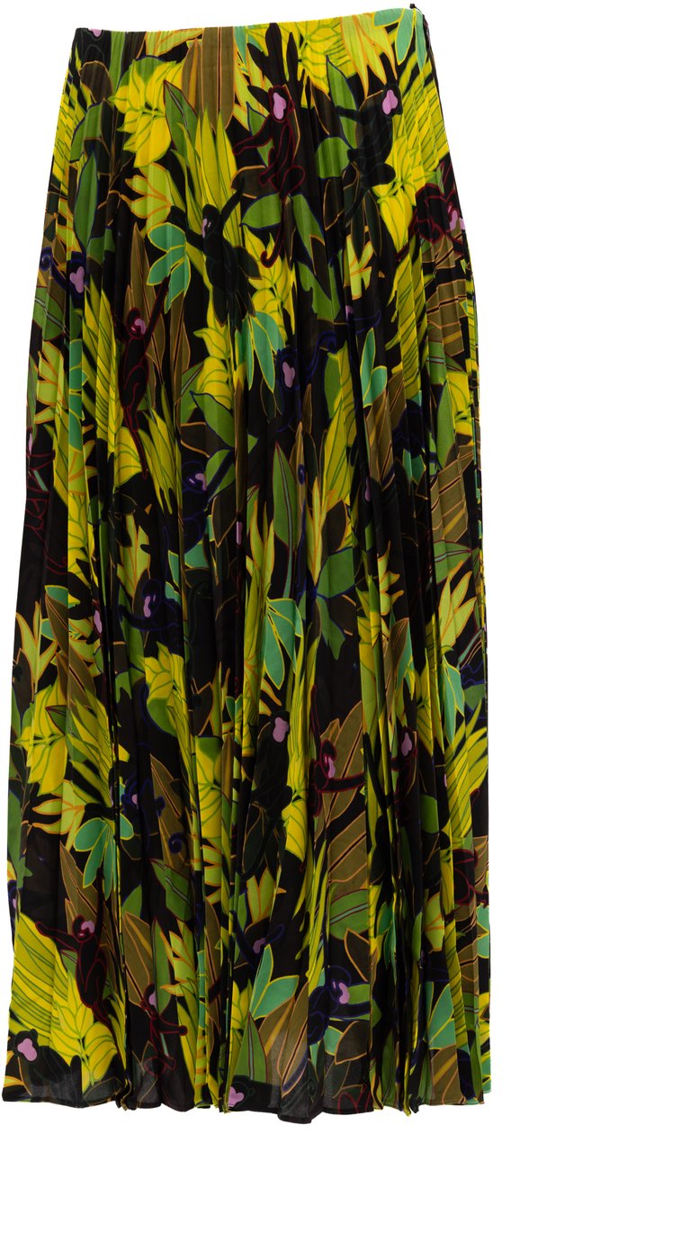 Valentino Garavani Green Print Pleated Skirt