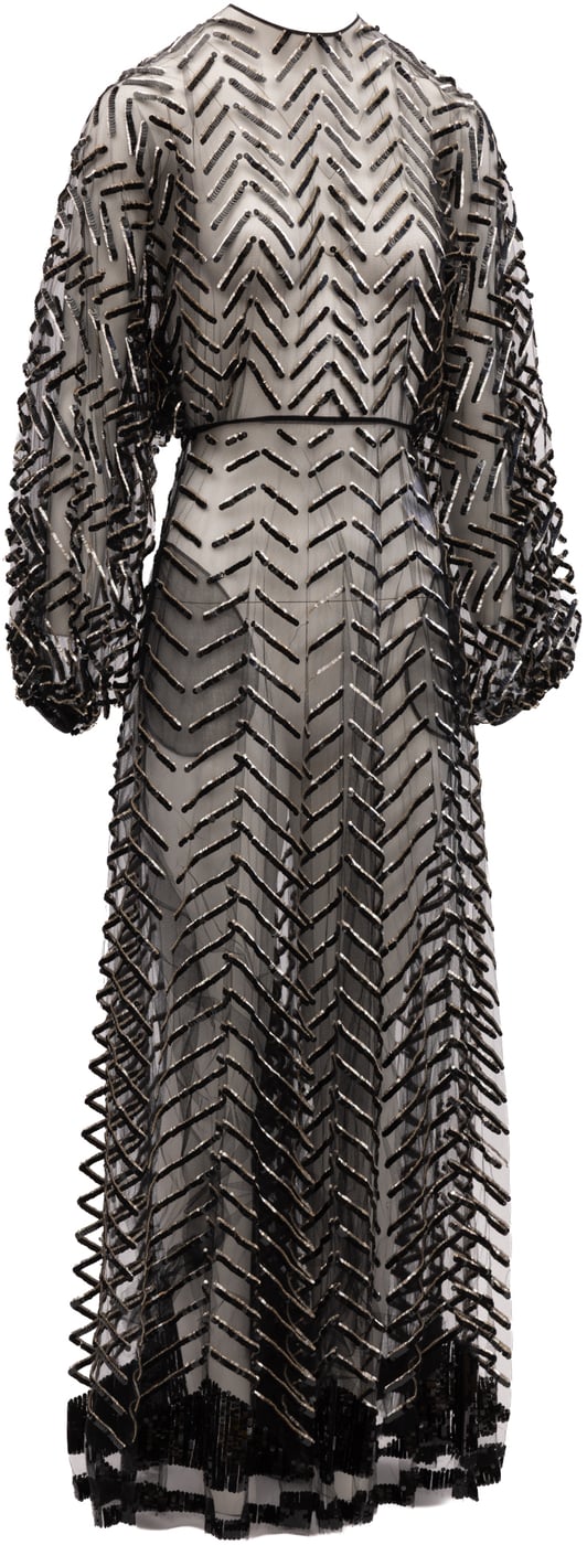 Valentino Garavani Black Embroidered Evening Dress