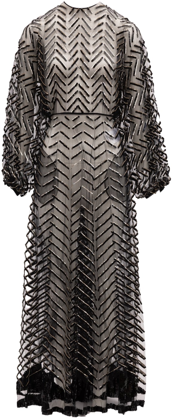 Valentino Garavani Black Embroidered Evening Dress