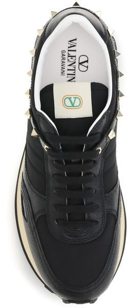 Valentino Garavani Black Calf Leather Bos Taurus Athletic Sneakers