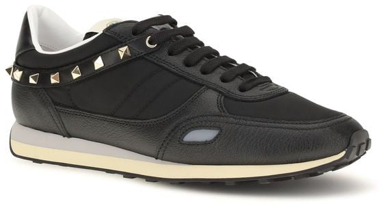 Valentino Garavani Black Calf Leather Bos Taurus Athletic Sneakers
