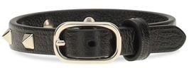 Valentino Garavani Black Calf Leather Bos Taurus Bracelet