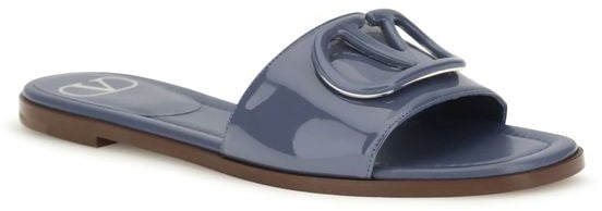 Valentino Garavani Blue Calf Leather Bos Taurus Flat Sandals