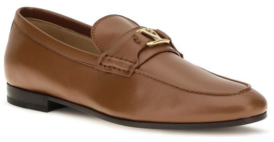 Valentino Garavani Brown Calf Leather Bos Taurus Slip-On Loafers