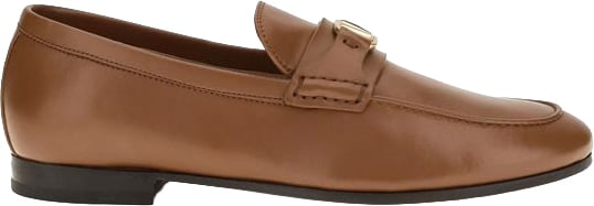 Valentino Garavani Brown Calf Leather Bos Taurus Slip-On Loafers