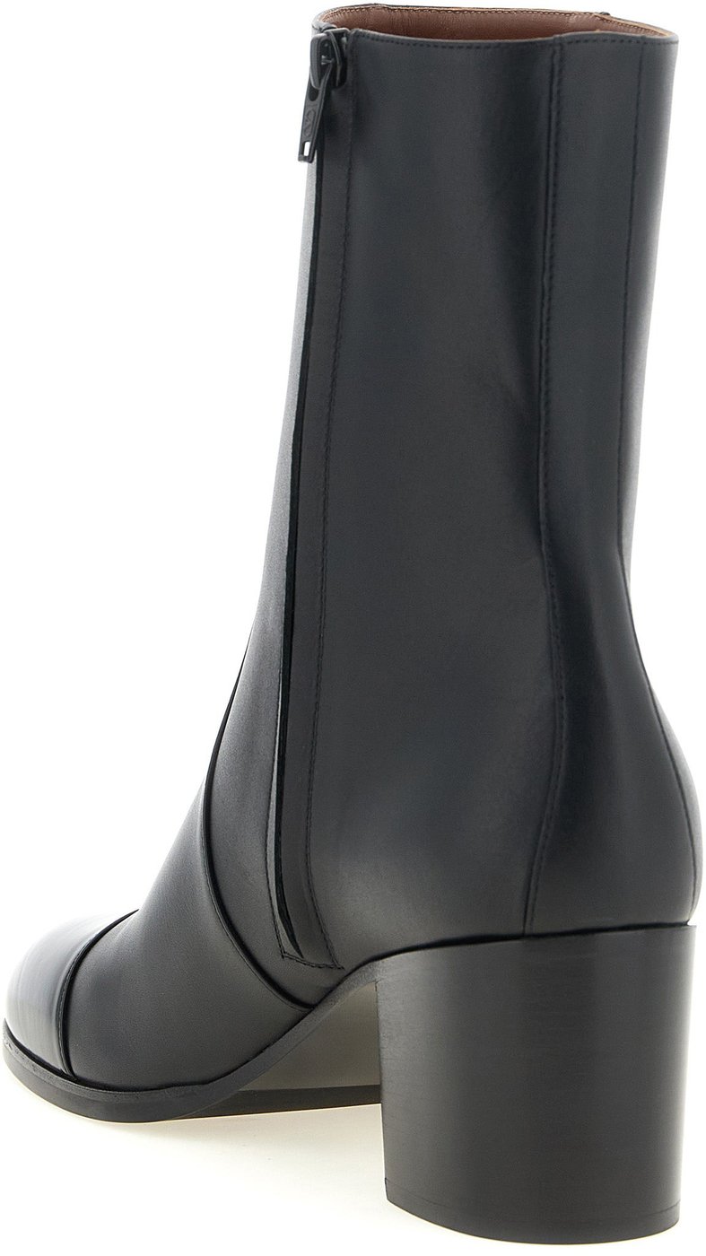 Sleek Leather Low-Block Heel Ankle Boots