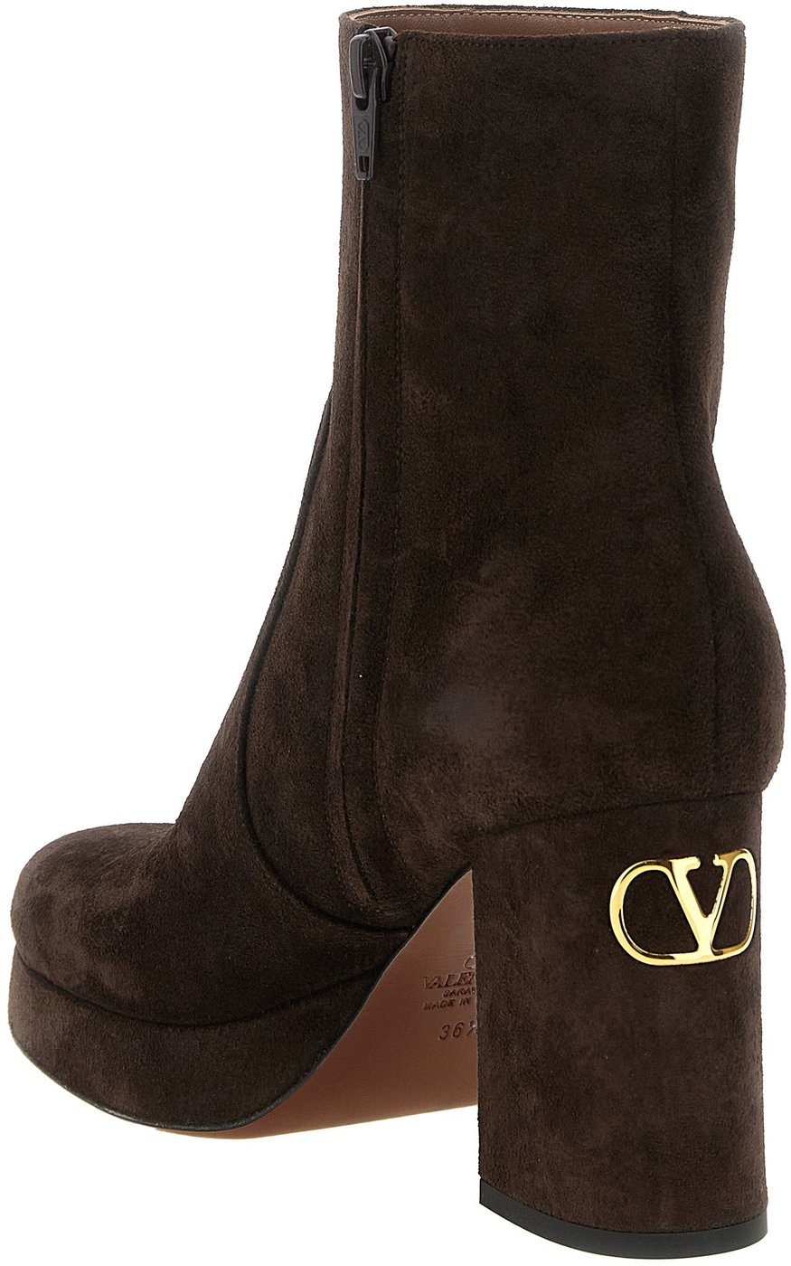 Valentino Garavani Brown Calfskin Ankle Boots