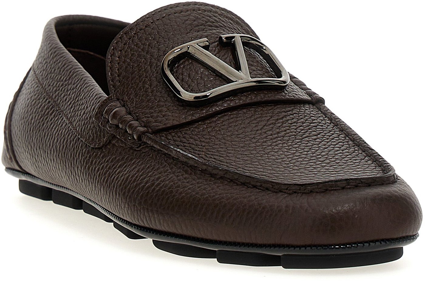 Valentino Garavani Brown Calfskin Slip-On Loafers