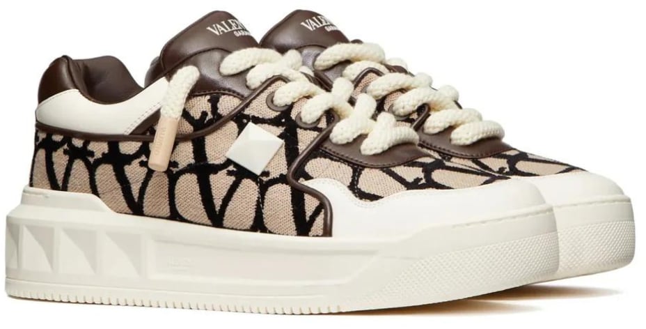Valentino Garavani One Stud XL White/Beige Natural low-top sneakers