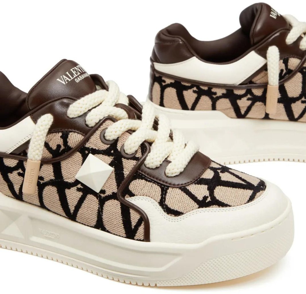 Valentino Garavani One Stud XL White/Beige Natural low-top sneakers