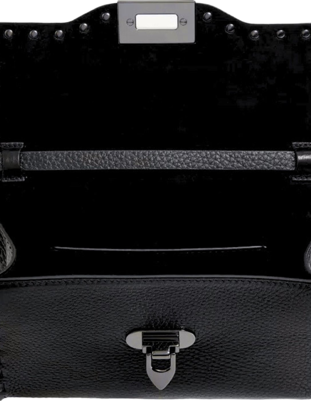 Valentino Garavani Small Rockstud Grainy Calfskin Crossbody Black Bag