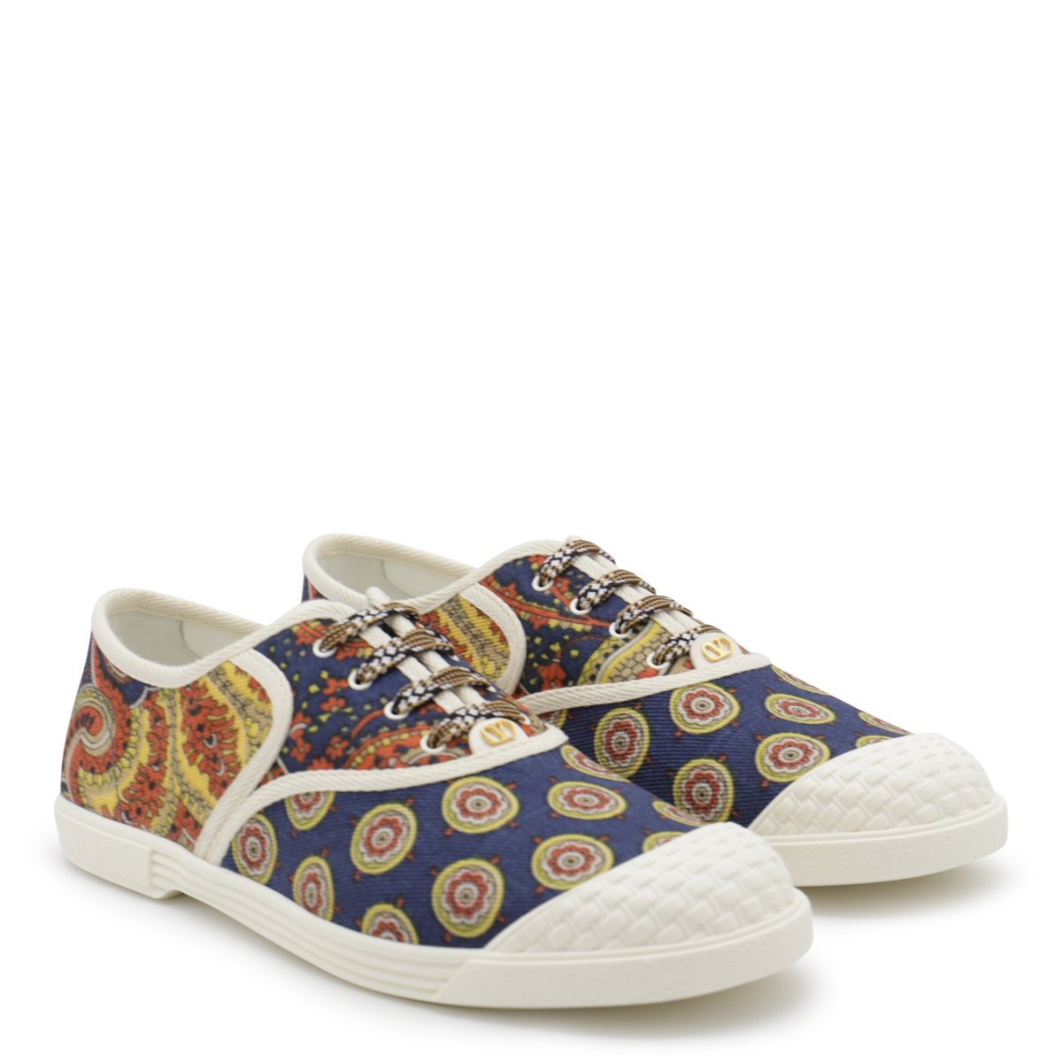 Multicolor Cotton Leather Sole Sneakers