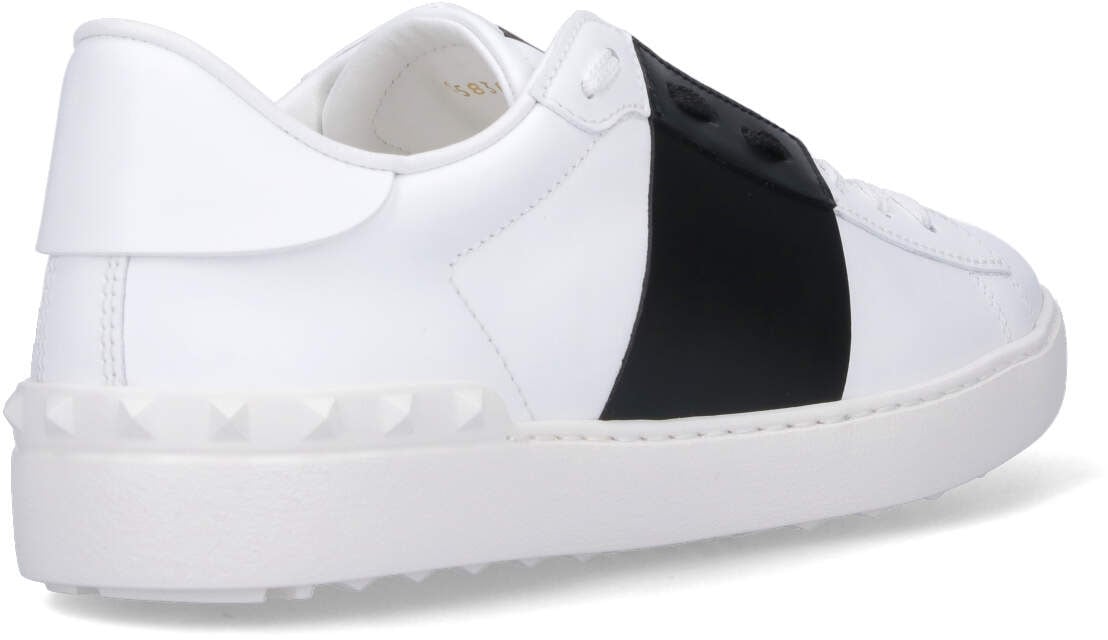Open Midfoot Strap Leather Sneakers
