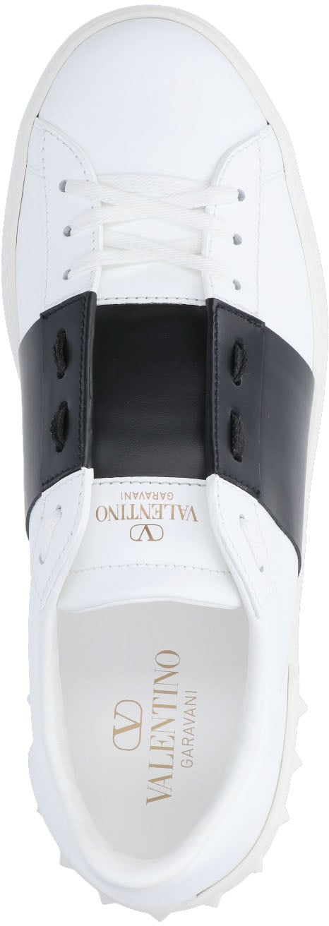 Open Midfoot Strap Leather Sneakers