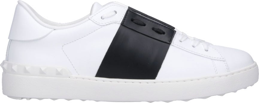 Open Midfoot Strap Leather Sneakers