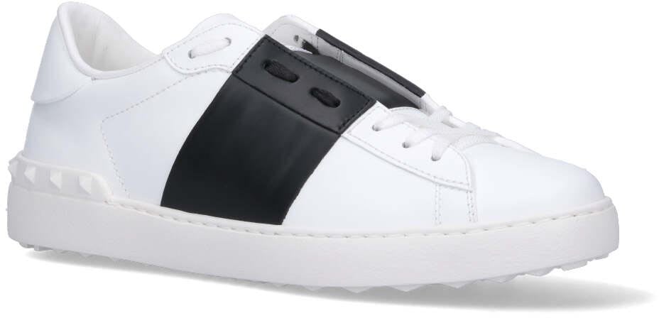 Open Midfoot Strap Leather Sneakers