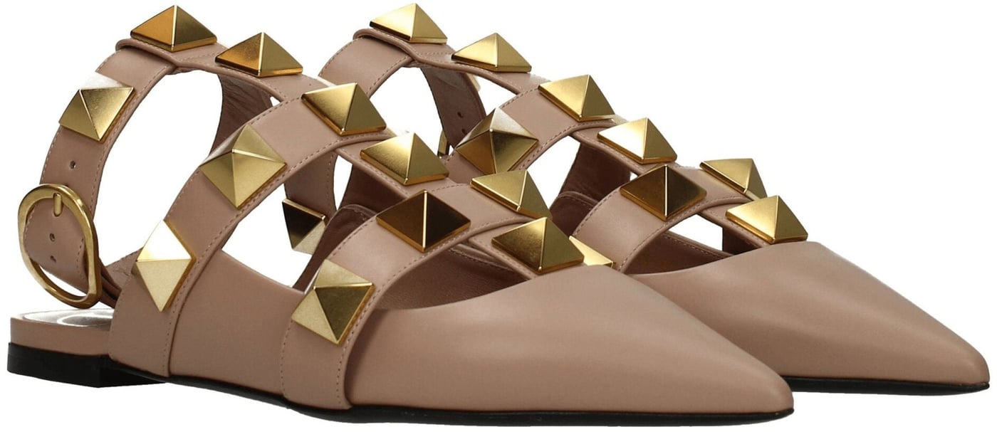 Valentino Garavani Pink Leather Flat Sandals