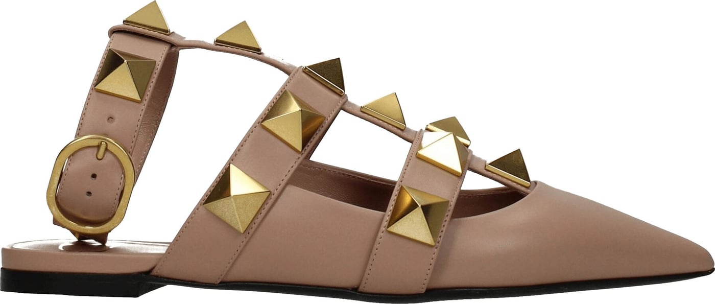 Valentino Garavani Pink Leather Flat Sandals