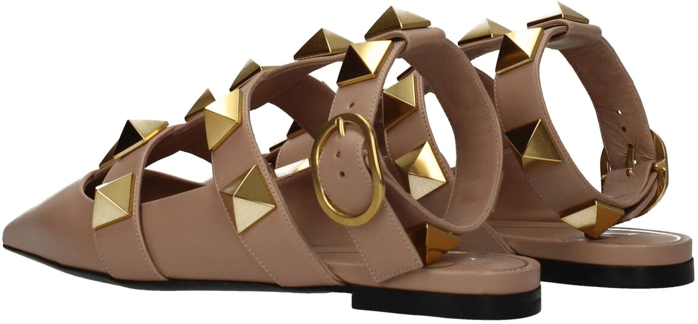 Valentino Garavani Pink Leather Flat Sandals