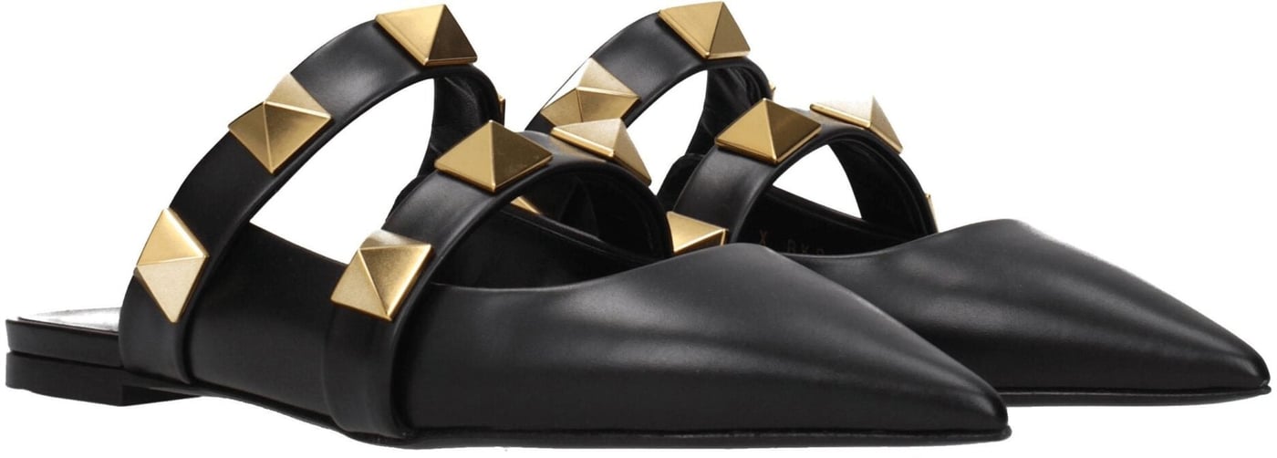 Valentino Garavani Black Leather Mules