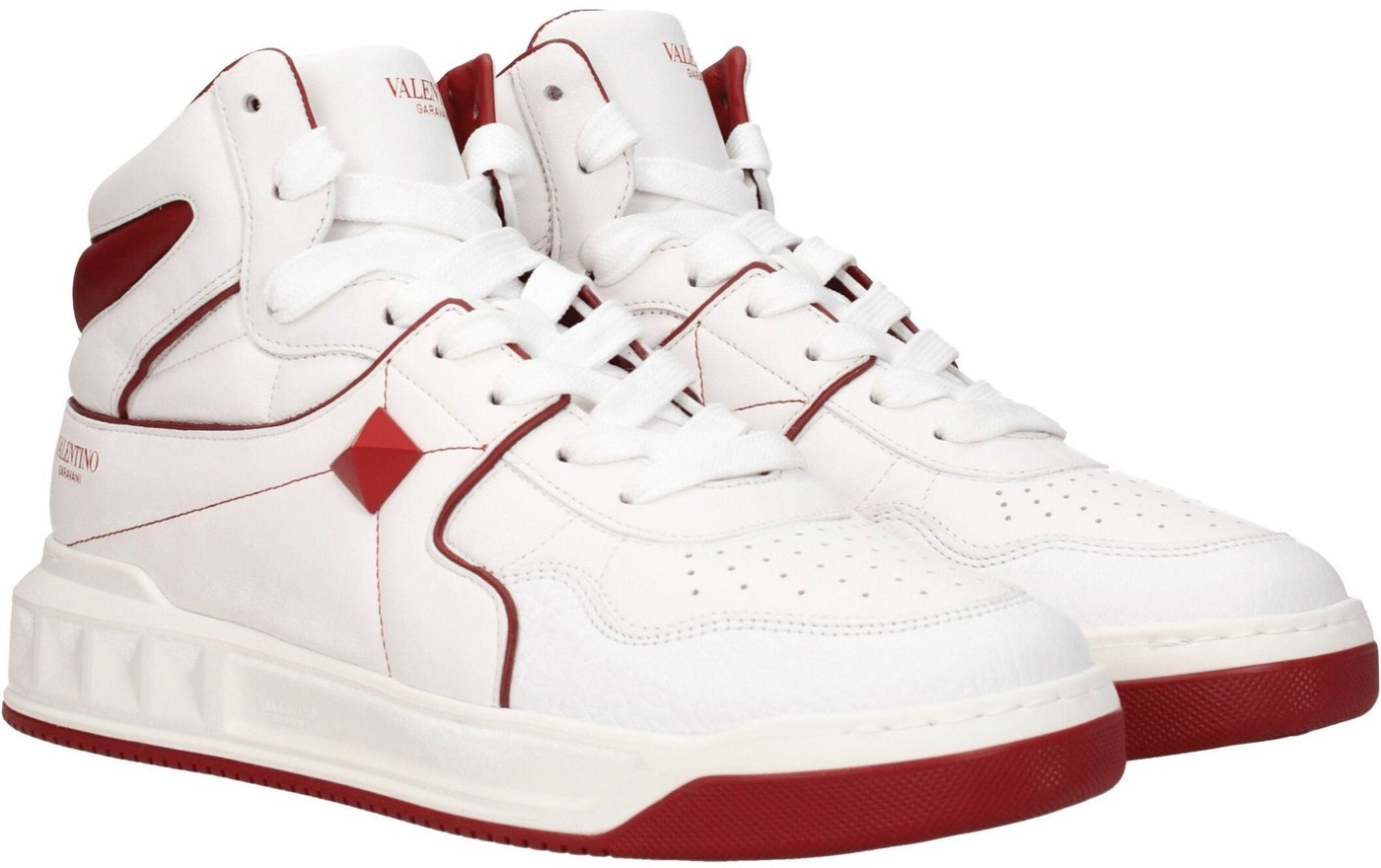 Valentino Garavani White Leather High Top Sneakers