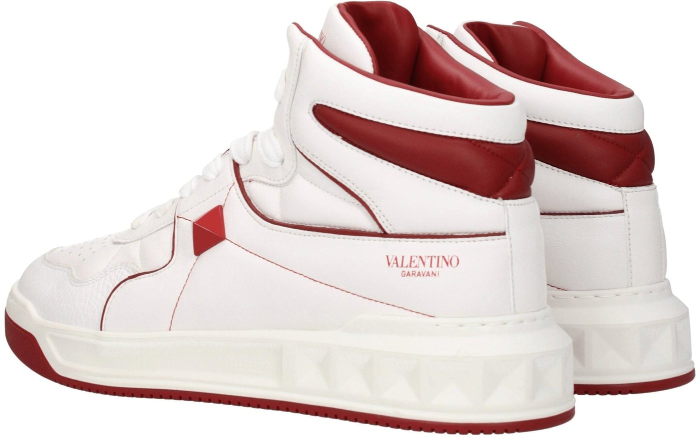 Valentino Garavani White Leather High Top Sneakers