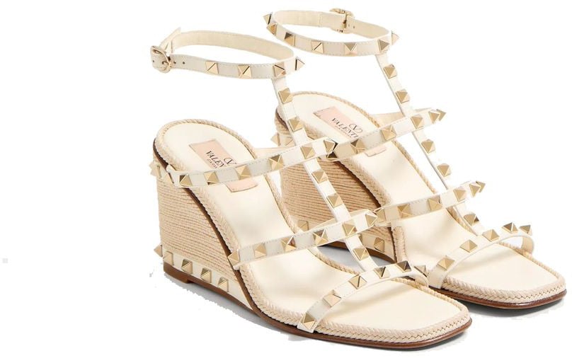 Valentino Garavani Beige Calfskin Wedge Sandals
