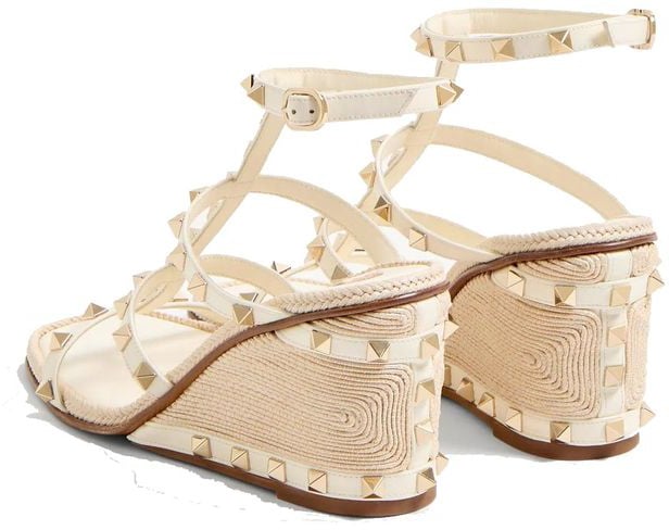 Valentino Garavani Beige Calfskin Wedge Sandals