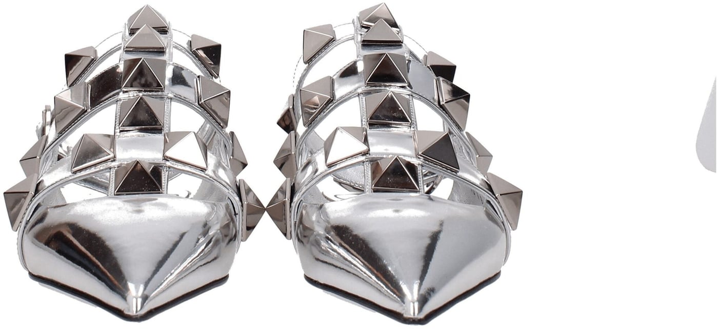 Valentino Garavani Gray Leather Flat Sandals
