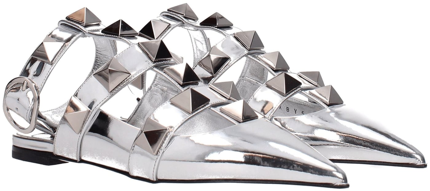 Valentino Garavani Gray Leather Flat Sandals