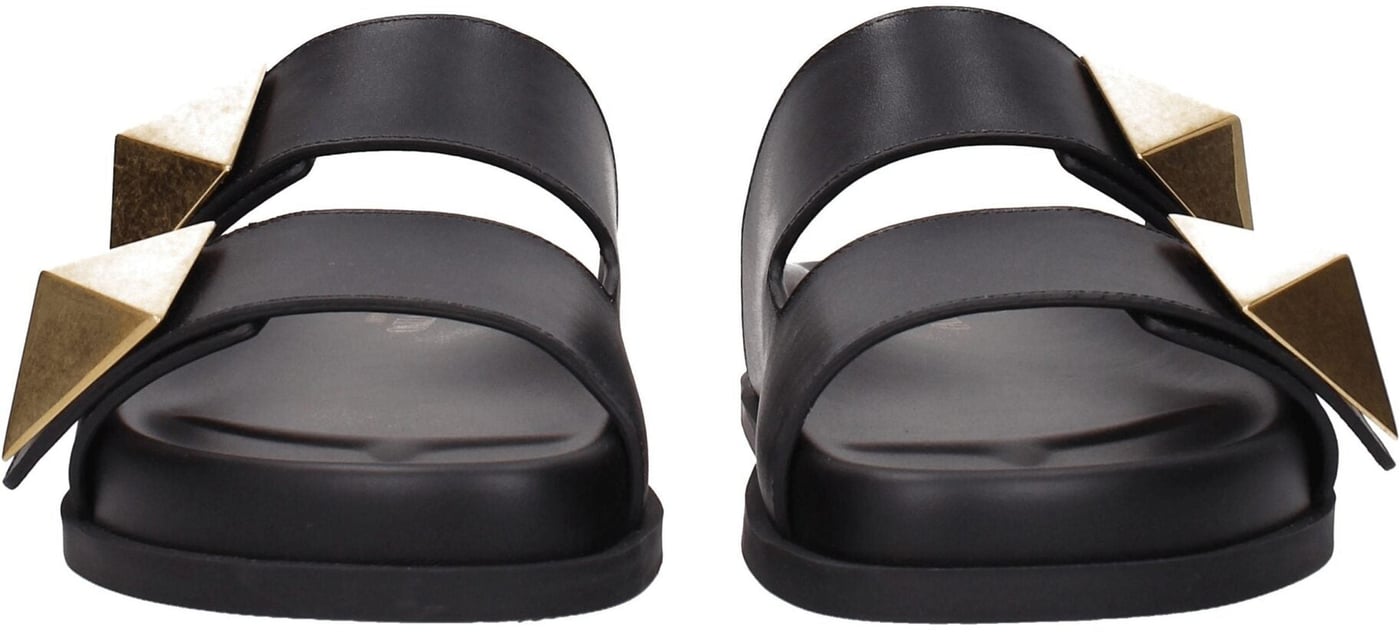 Valentino Garavani Black Leather Slippers