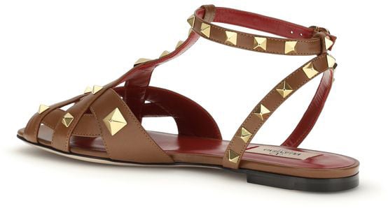 Valentino Garavani Brown Goatskin Strap-On Sandals