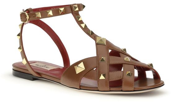 Valentino Garavani Brown Goatskin Strap-On Sandals