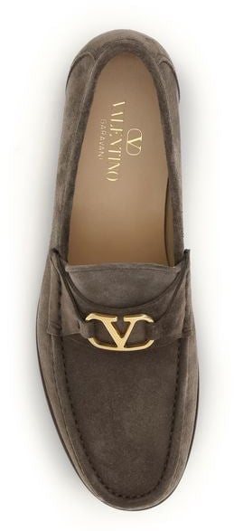 Valentino Garavani Brown Calf Leather Bos Taurus Slip-On Loafers